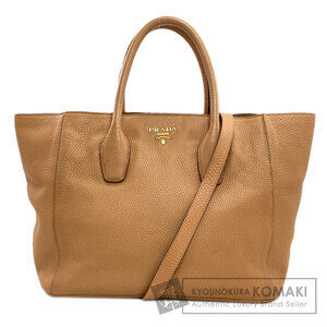 Prada Vitello Daino leather shopping tote bag camel brown